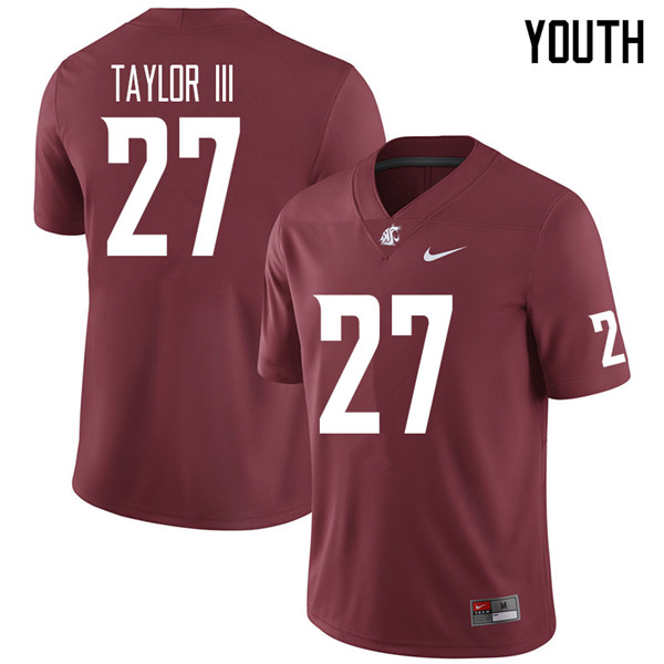Youth #27 Willie Taylor III Washington State Cougars College Football Jerseys Sale-Crimson